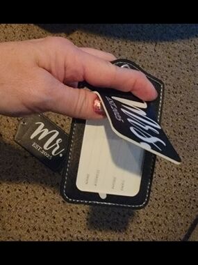 Mr.  & Mrs. Luggage Tag in Black and White NWOT